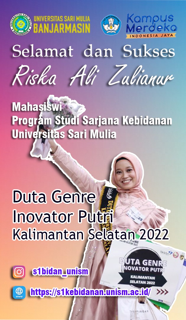 Rizka Ali Zulianur Prodi S1 Kebidanan Terpilih Menjadi Duta Genre Inovator Kategori Putri Provinsi Kalimantan Selatan Tahun 2022